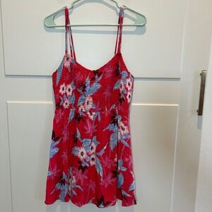 American Eagle Outfitters Red Floral Smocked Mini Dress Women's M Y2K Boho‎